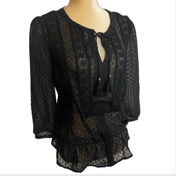 DR2 BY DANIEL RAINN Swiss Dot Antoinette Blouse, XS - Picture 4 of 9